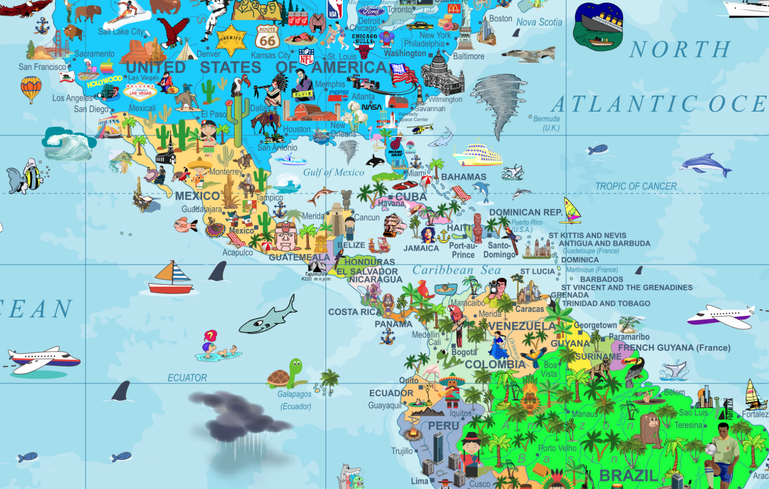 Mapa Świata dla dzieci ilustrowana nr MSWM001 2